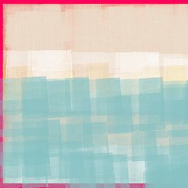 Abstract in white, blue, and neon pink. by Dina Dankers
