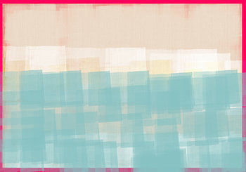 Abstract in wit, blauw en neonroze.