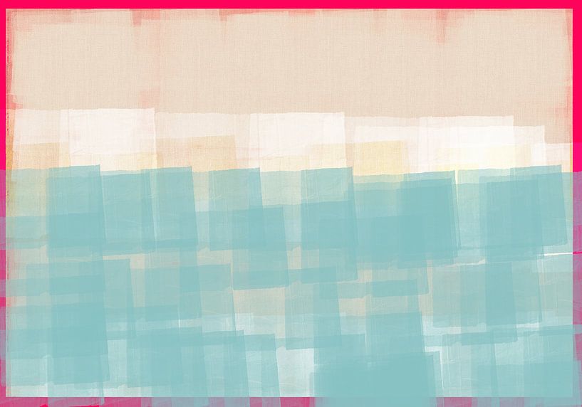 Abstract in white, blue, and neon pink. by Dina Dankers