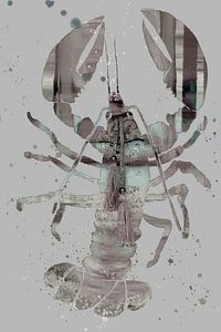 Kreeft schilderij. Taupe.