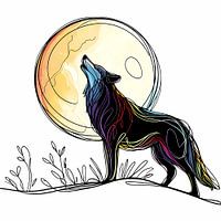 Howling wolf under a full moon - Minimal
