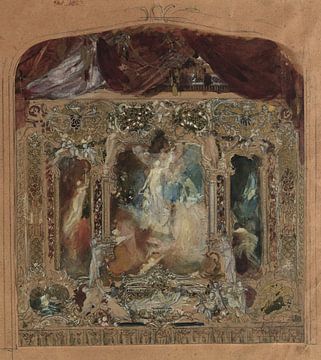 Gustav Klimt - Ontwerp voor het theatergordijn in Reichenberg (1873-1893) van Peter Balan