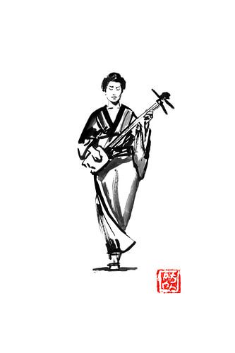 walking shamisen