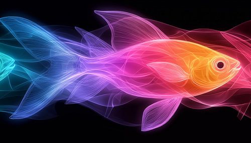 Neonfisch Porträt buntes Panorama