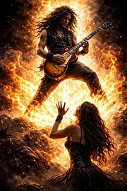 Rockgitarist met fan