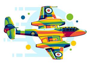 Gloster Meteor im Pop-Art-Stil von Lintang Wicaksono