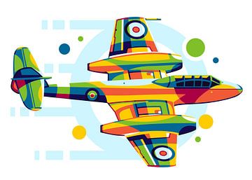 Gloster Meteor in Pop Art stijl van Lintang Wicaksono