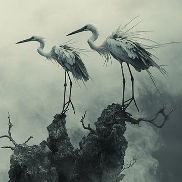 Stille kraanvogels in de mist van ANGGA HERMAWAN WIDODO