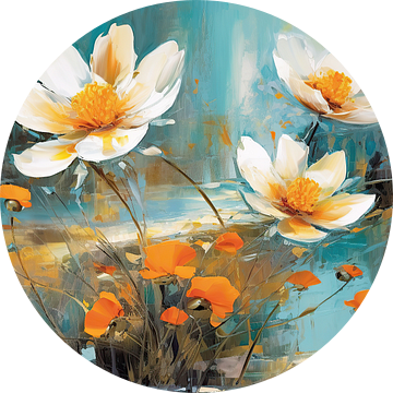 Fluisterende Bloemen dansen | Acrylschilderij | Bosanemoon van Blikvanger Schilderijen