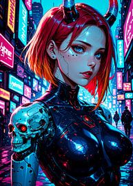 Cyborg Anime Girl Cyberpunk Style