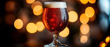 Rood bier in een elegant glas van Poster Art Shop