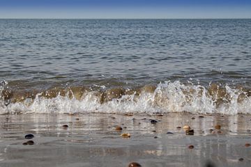 Wellen und Muscheln in der Brandung - Strand von Brouwersdam von Ingrid Bergmann  Fotografie