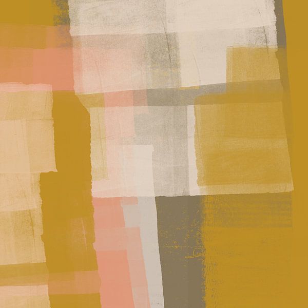 Ocker, weiß und rosa. Moderne abstrakte Kunst III von Dina Dankers