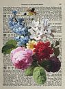 Antiker Blumenstrauss auf ein altes Wörterbuch gemalt von Roger VDB Miniaturansicht