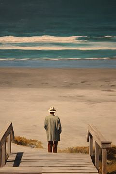 De man op het strand van Skyfall