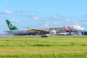 EVA AIR Boeing 777 in Hello Kitty Sanrio Family livery.