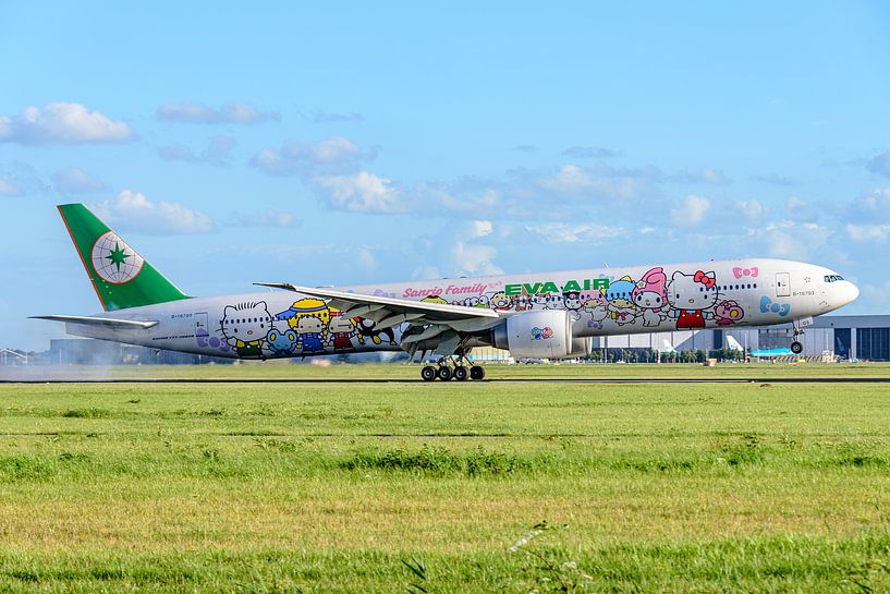 EVA AIR Boeing 777 in Hello Kitty Sanrio Family livery. by Jaap van den Berg