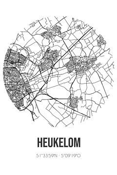 Heukelom (Noord-Brabant) | Karte | Schwarz und Weiß von Rezona