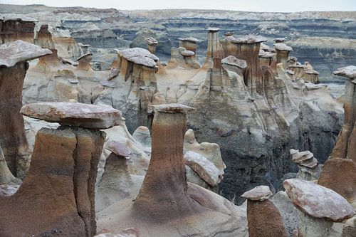 Bisti Badlands, chocolade hoodoos, New Mexico, VS