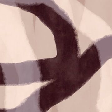 Peinture abstraite minimaliste moderne dans les tons chauds de marron, blanc et beige sur Dina Dankers