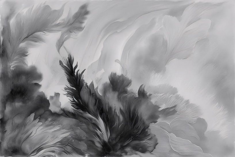 Abstract black-and-white feather design by Imperial Art House