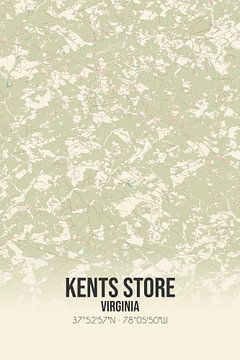 Vintage landkaart van Kents Store (Virginia), USA. van Rezona