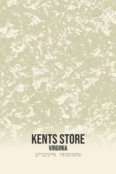 Carte ancienne de Kents Store (Virginie), USA. par Affiches de lieux
