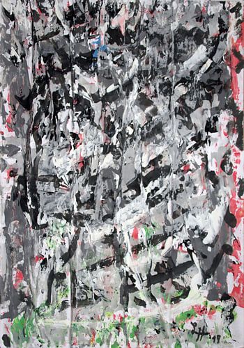 Zwart en wit kluwen met subtiele spatten van kleur