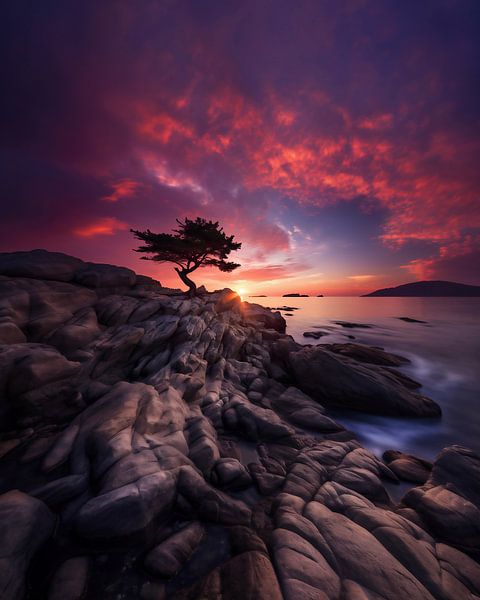Coucher de soleil sur l'océan Pacifique par fernlichtsicht