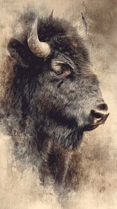 Bison in zeitlosem Sepia-Porträt