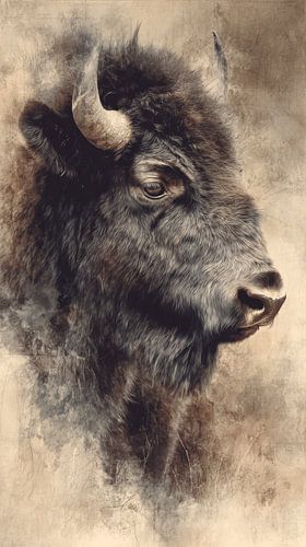 Bison in zeitlosem Sepia-Porträt