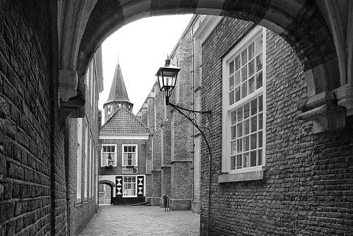 The Princes Court in Delft, The Netherlands in black and white