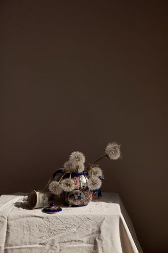 Nature morte de pissenlits suspendus dans la lumière du matin
