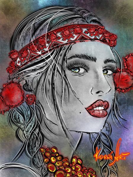 Gemälde "Hutsulka Ksenia" von KorriArt