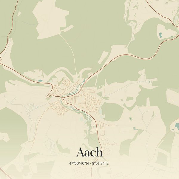 Vintage map of Aach, Germany by Prints of Place