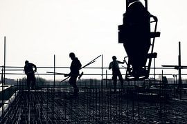 A silhouette of a concrete slab at sunrise