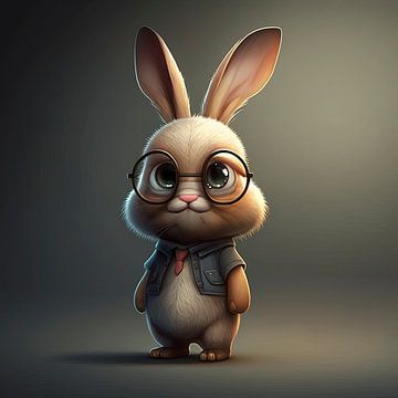 Nerdy rabbit cartoon by Harvey Hicks