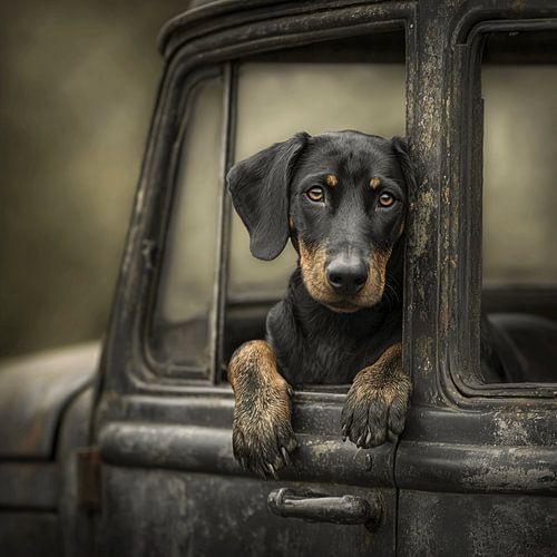The Black Dachshund and the Old Truck | Faithful Co-pilot of Forgotten Roads