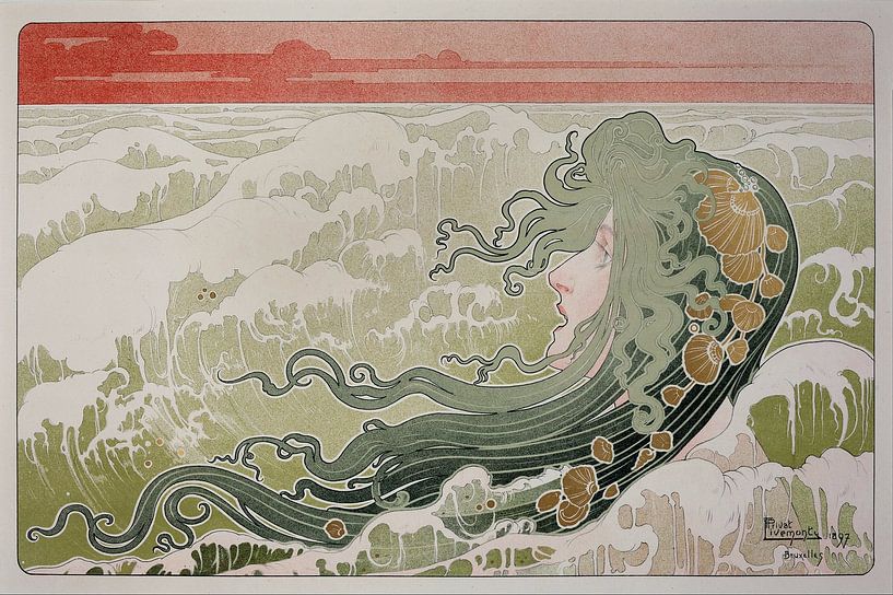 La vague, Henri Privat-Livemont par Vintage Afbeeldingen