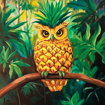 Uil ontmoet ananas in de jungle van Poster Art Shop