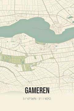 Vintage landkaart van Gameren (Gelderland) van MijnStadsPoster