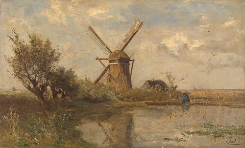 Windmolen aan een vijver, Paul Joseph Constantin Gabriël