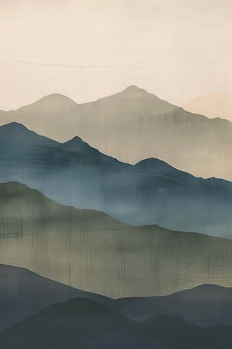 Minimalist Landscape Print on Beige Linen by Thea