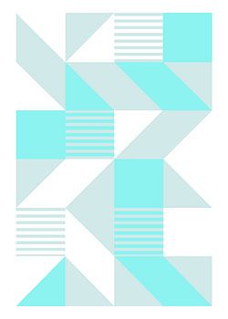 Scandinavian Geometric Composition in Aqua Tones