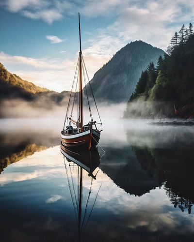 Lonely boat on the lake