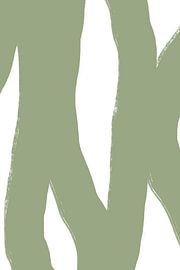 Formes et lignes modernes abstraites et minimalistes en vert sur blanc IV sur Dina Dankers