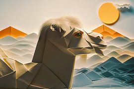 Chameau avec une coiffure élégante dans le style origami