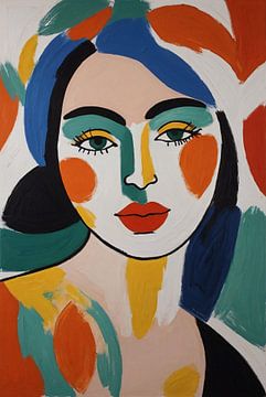 Frau im Stil von Henri Matisse von De Muurdecoratie