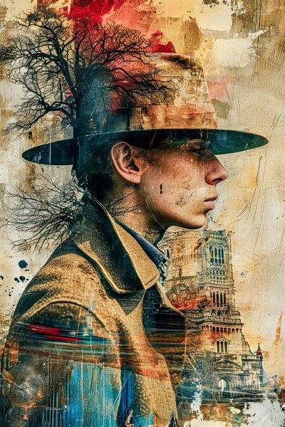In the shadow of the hat by Klaus Tesching - Art-AI