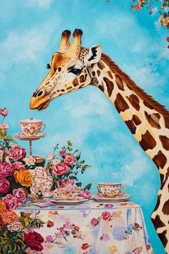 Giraffe in de theetuin